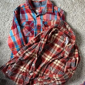 Carter's Kids Plaid Button Down Shirts - Red and Blue